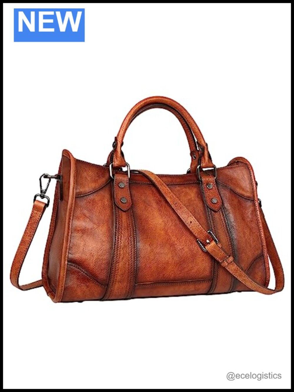 Genuine Leather Satchel Tote Bag with Top Handle Crossbody
